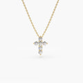 Solid Gold Tiny Diamond Cross Necklace (72CFC0)