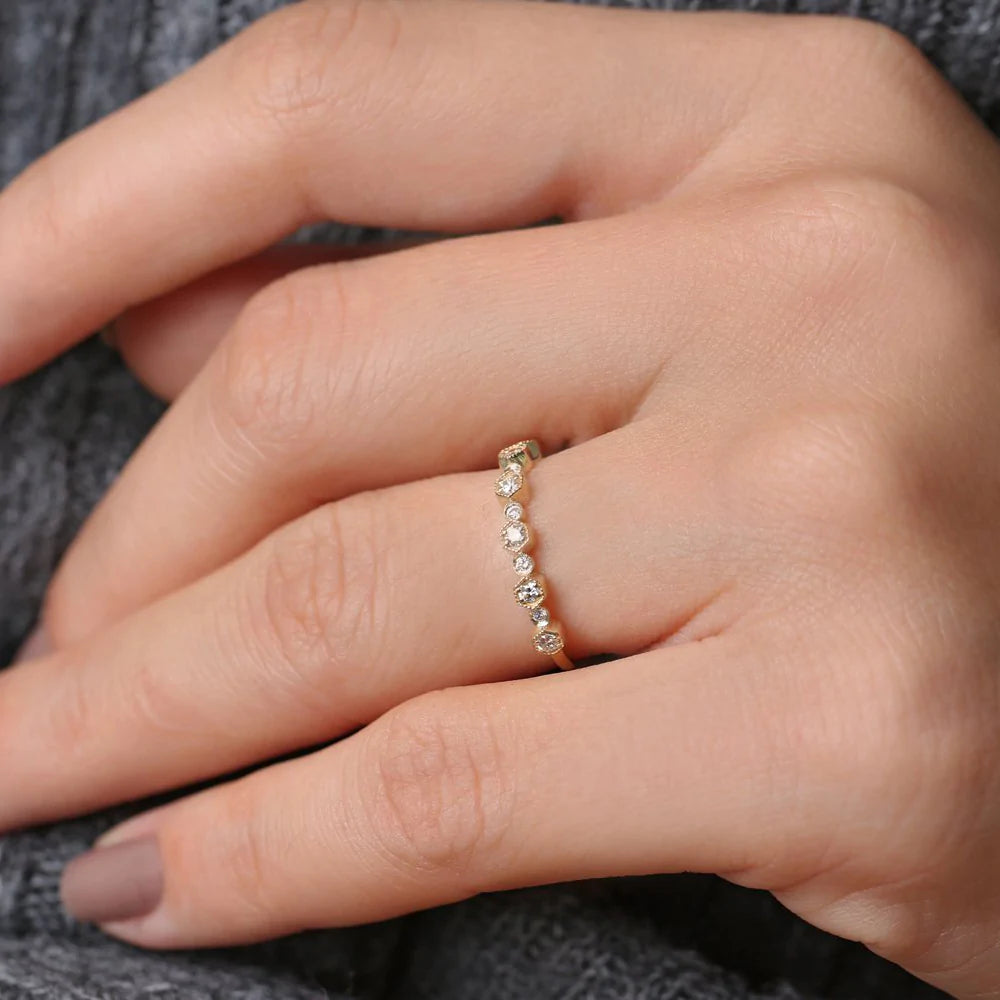 Solid Gold Unique Diamond Anniversary Ring