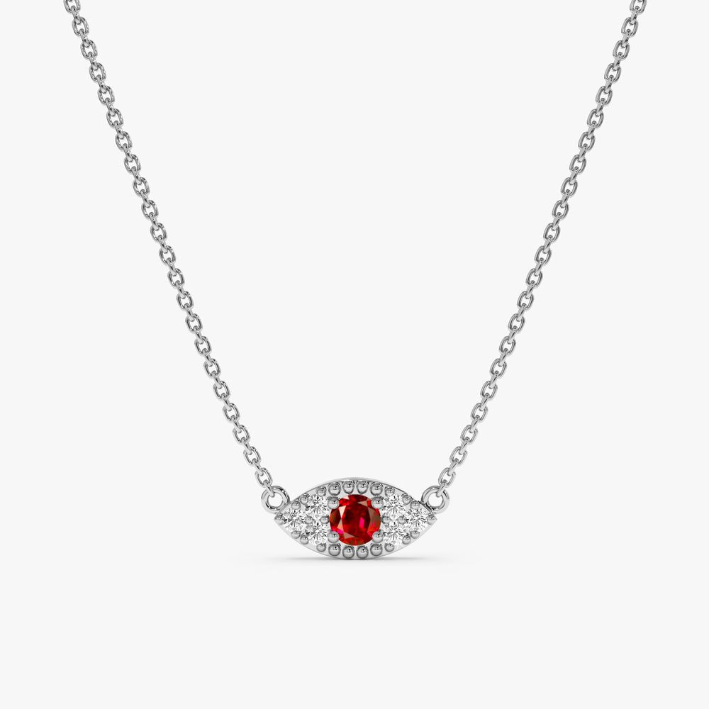 Solid Gold Ruby & Diamonds Eye Necklace (979719)