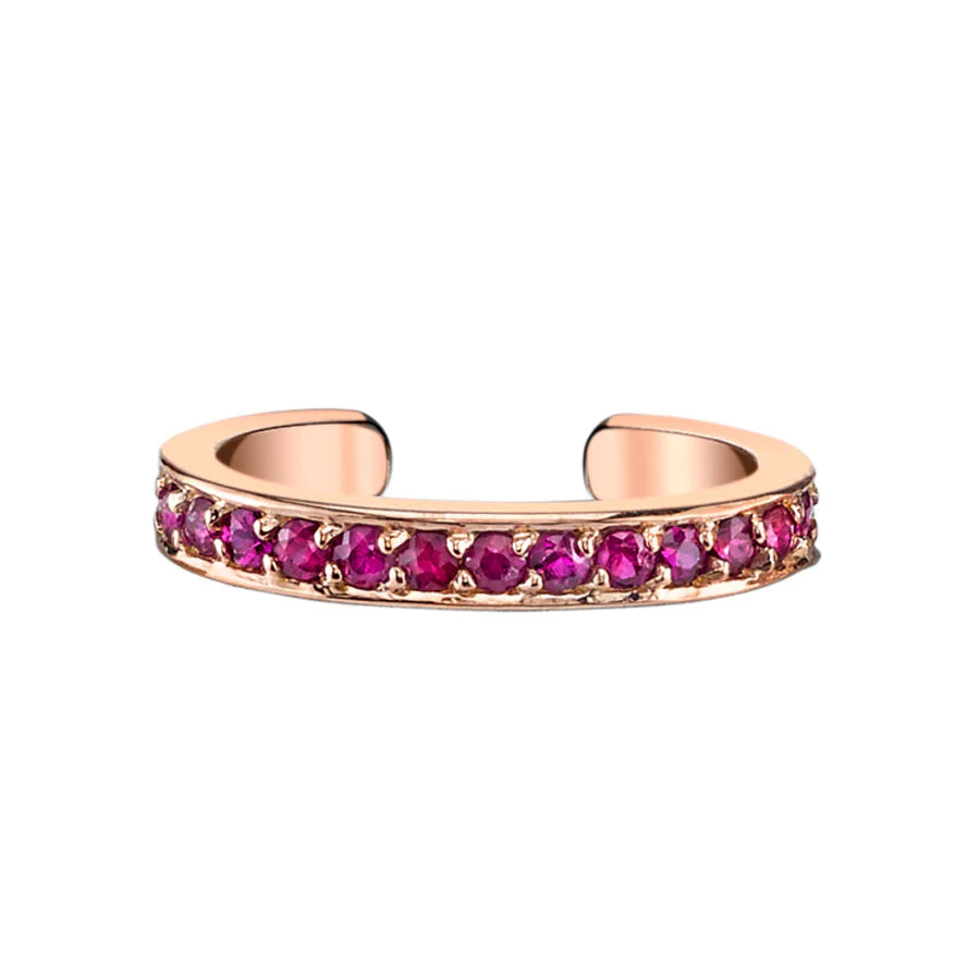 Solid Gold Single row ruby ear cuffs