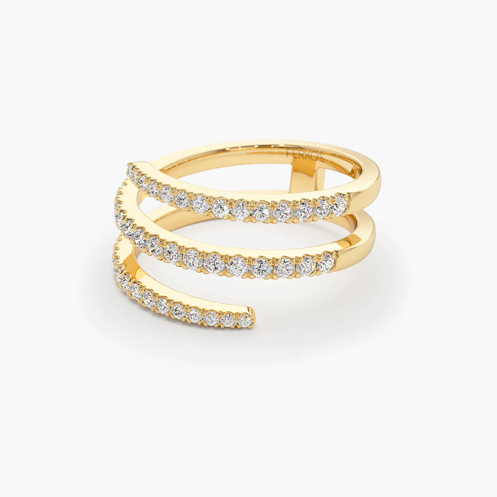 Solid Gold Diamond Spiral Ring