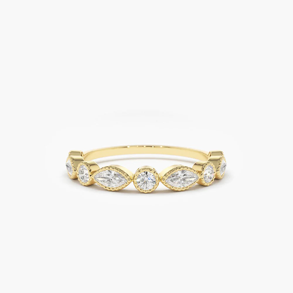 Solid Gold Marquise Diamond in Halo Setting Ring