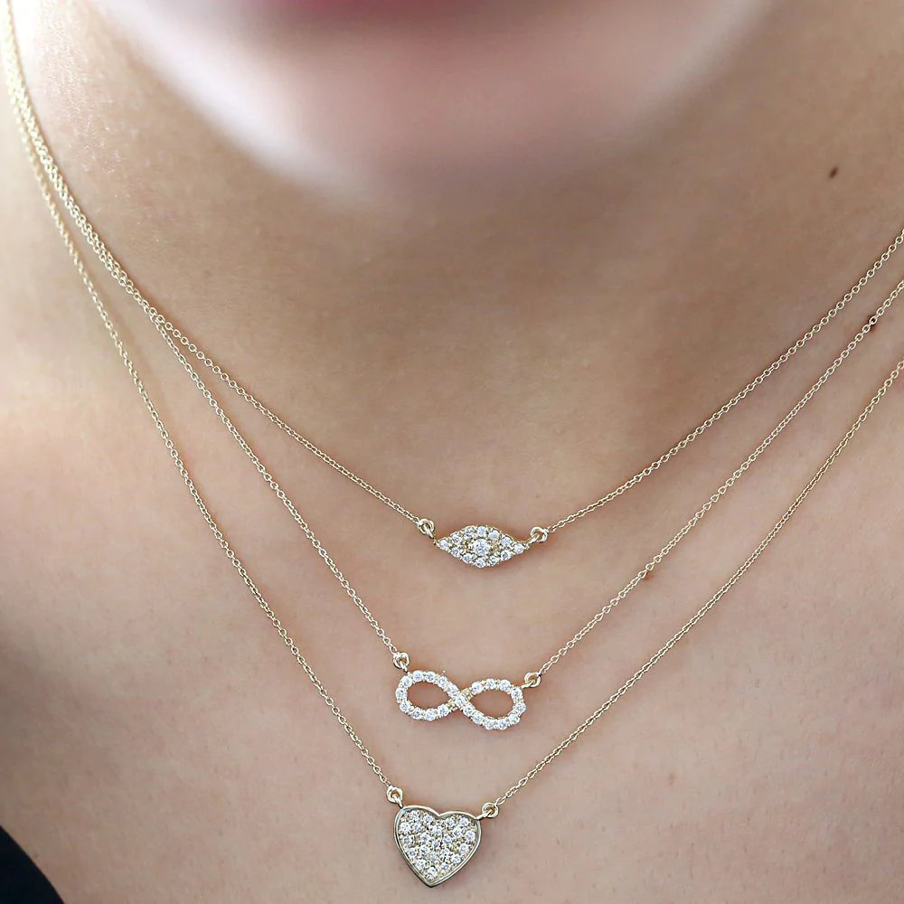 Solid Gold Diamond Infinity Necklace