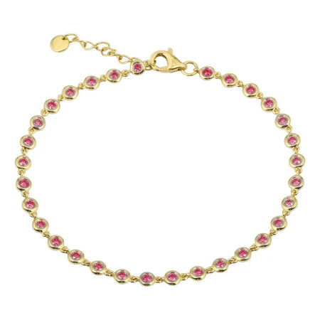 Solid Gold Ruby Bezel Set Tennis Bracelet