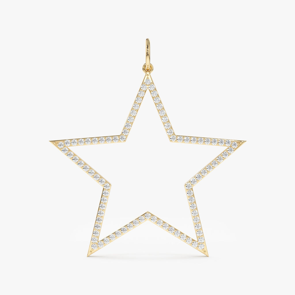 Solid Gold Diamond Star Cutout Charm (D82E13)