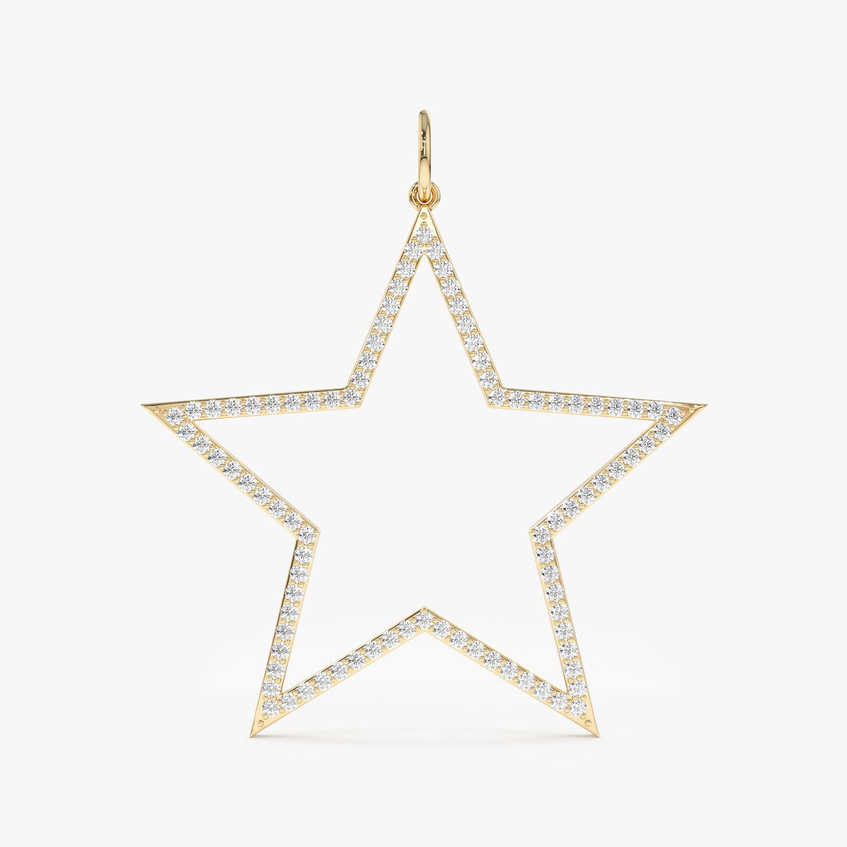 Solid Gold Diamond Star Cutout Charm (D82E13)