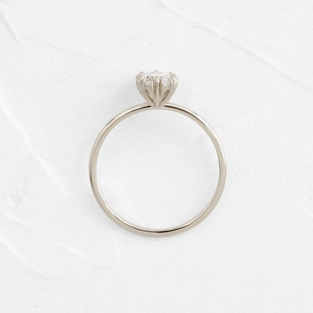 Solid Gold Threaded Ring, 1ct. Oval Cut Moissanite Engagement Diamond