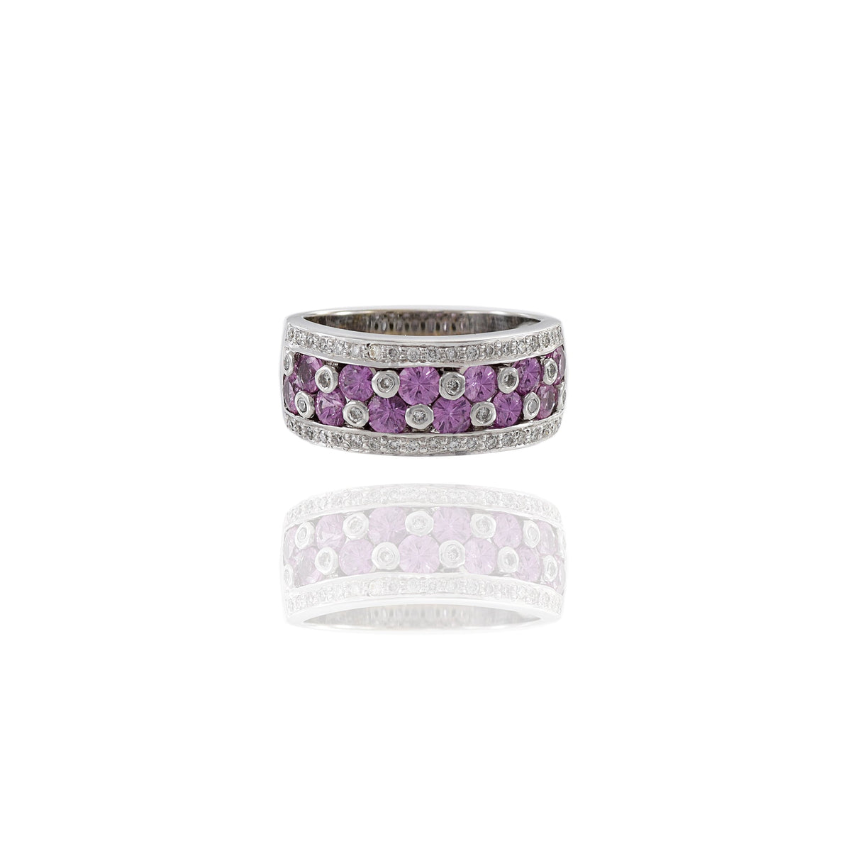 18K Solid Gold Pink Sapphire And Diamond Ring - Style A