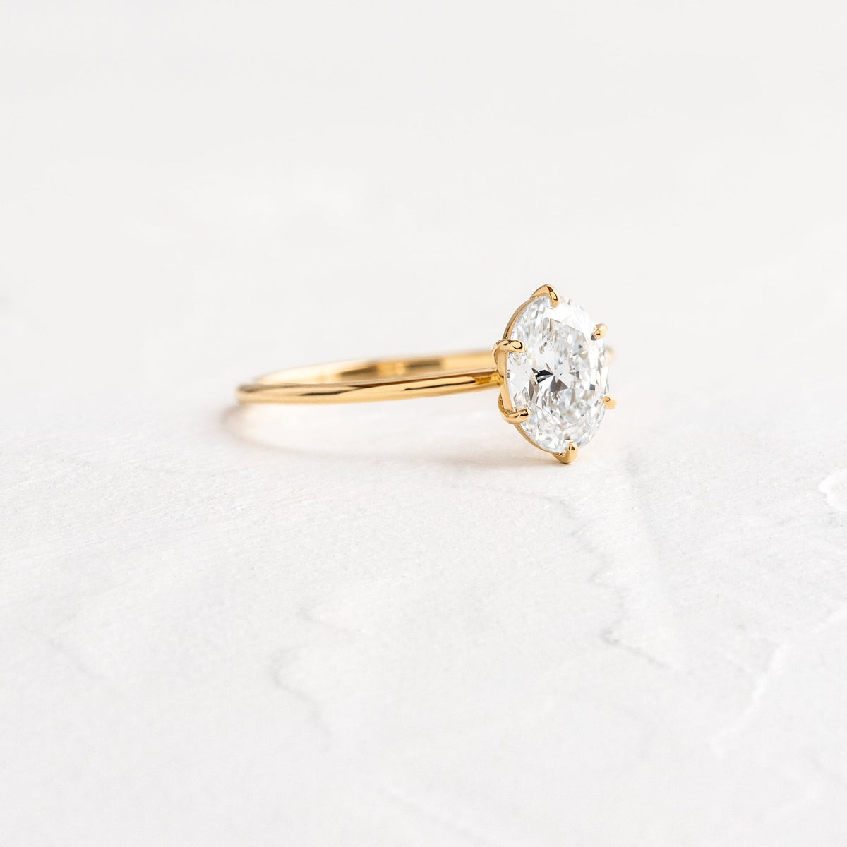 Solid Gold 1 CT Whisper Ring, Oval Cut Diamond Moissanite Engagement Ring