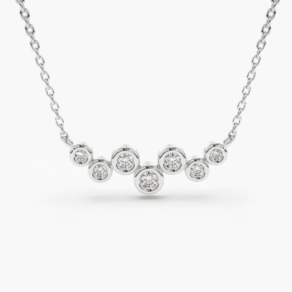Solid Gold Floating Diamond Bubble Necklace