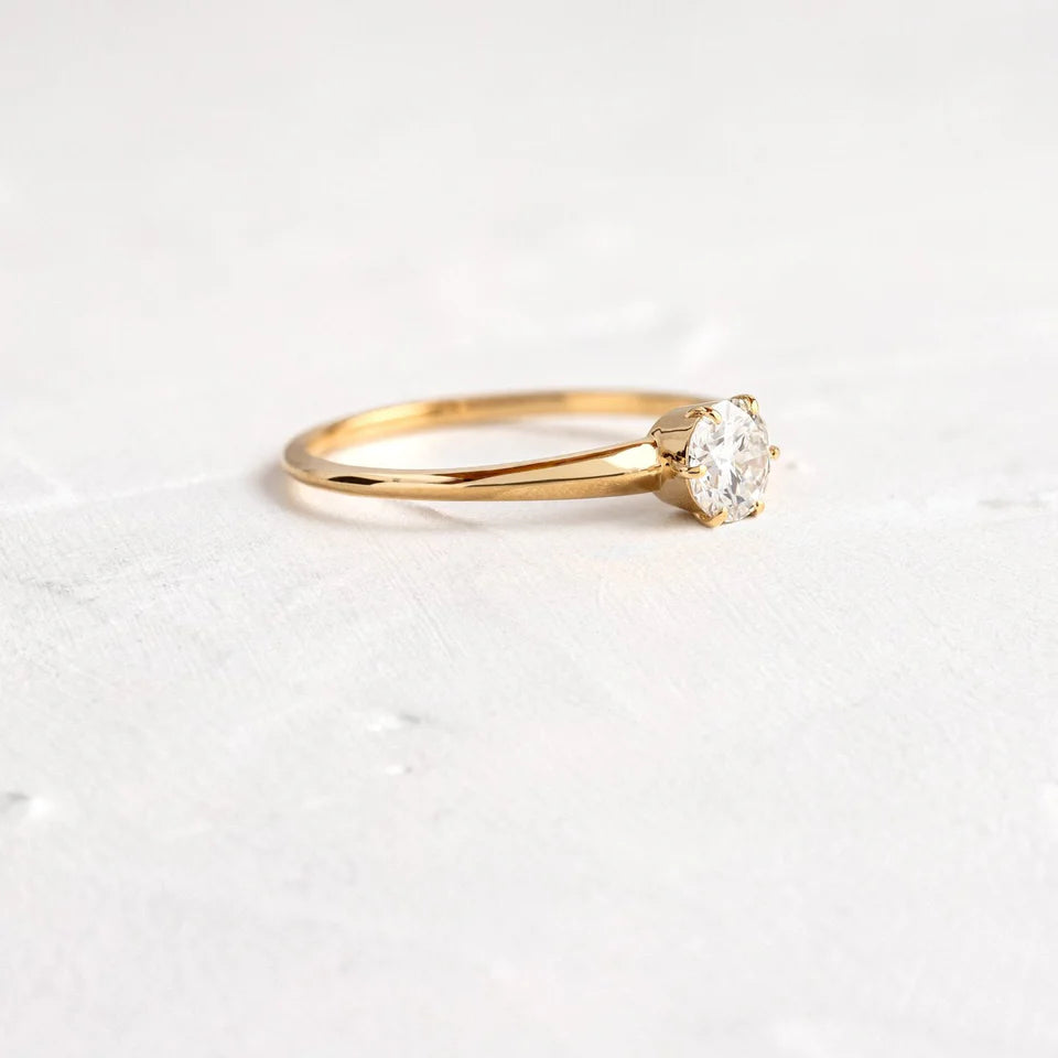 Solid Gold Lab-Grown Diamond Oval Meridian Solitaire Ring (1D26C5)
