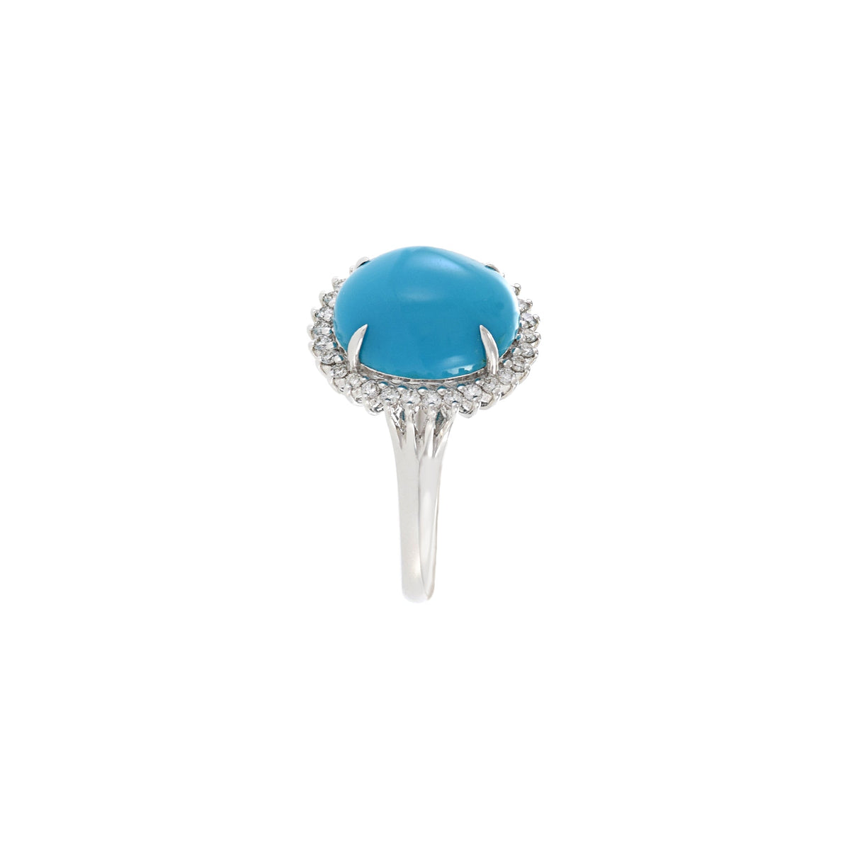 Solid Gold Turquoise And Diamond Ring (B66830)