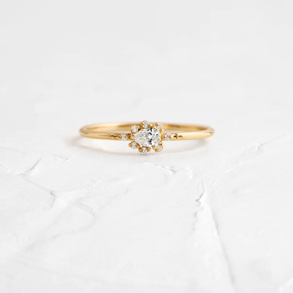 Solid Gold Petals Fall Ring