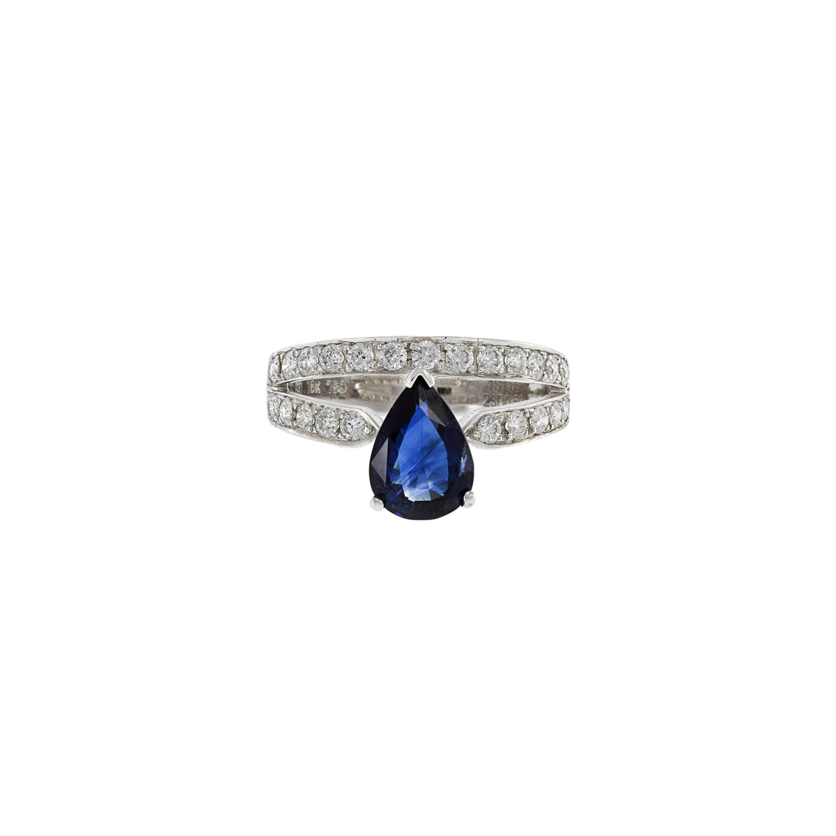 Solid Gold Blue Sapphire And Diamond Ring (57B8DA)