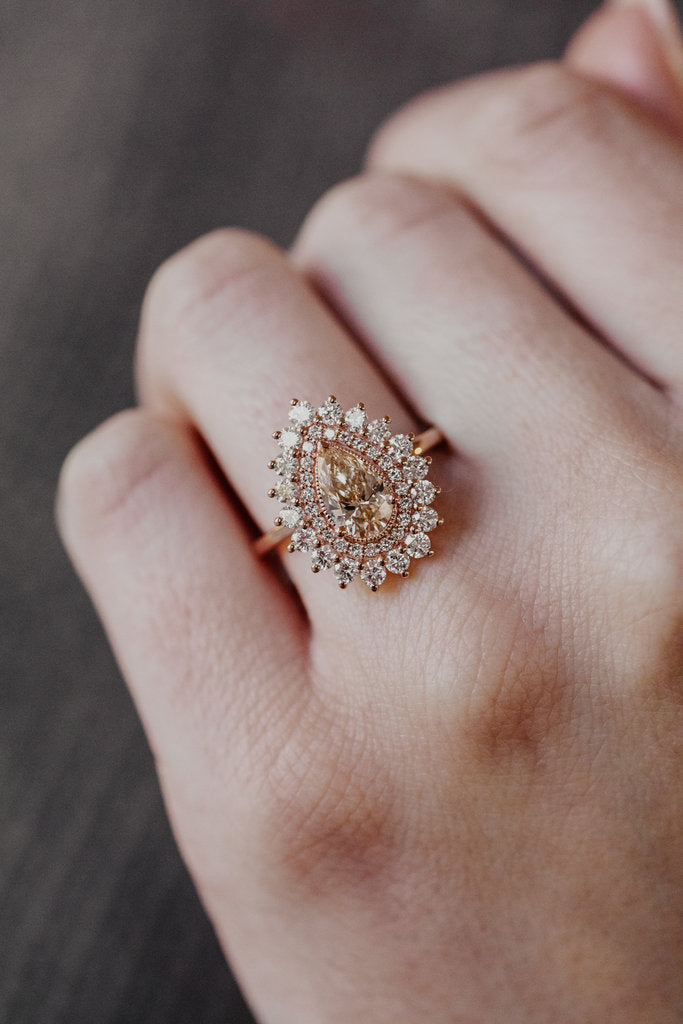 Solid Gold Halo Diamond Ring (52548D)