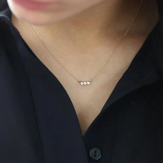 Solid Gold Bezel Set Diamond Necklace