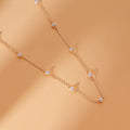 Solid Gold Pearl Station Necklace (59EA5C)