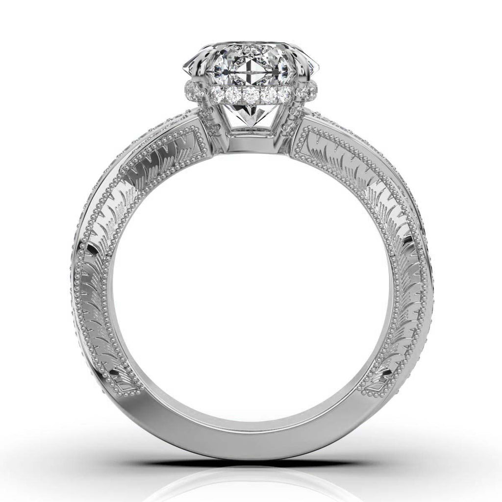 Solid Gold Etched Lab Grown Diamond Ring