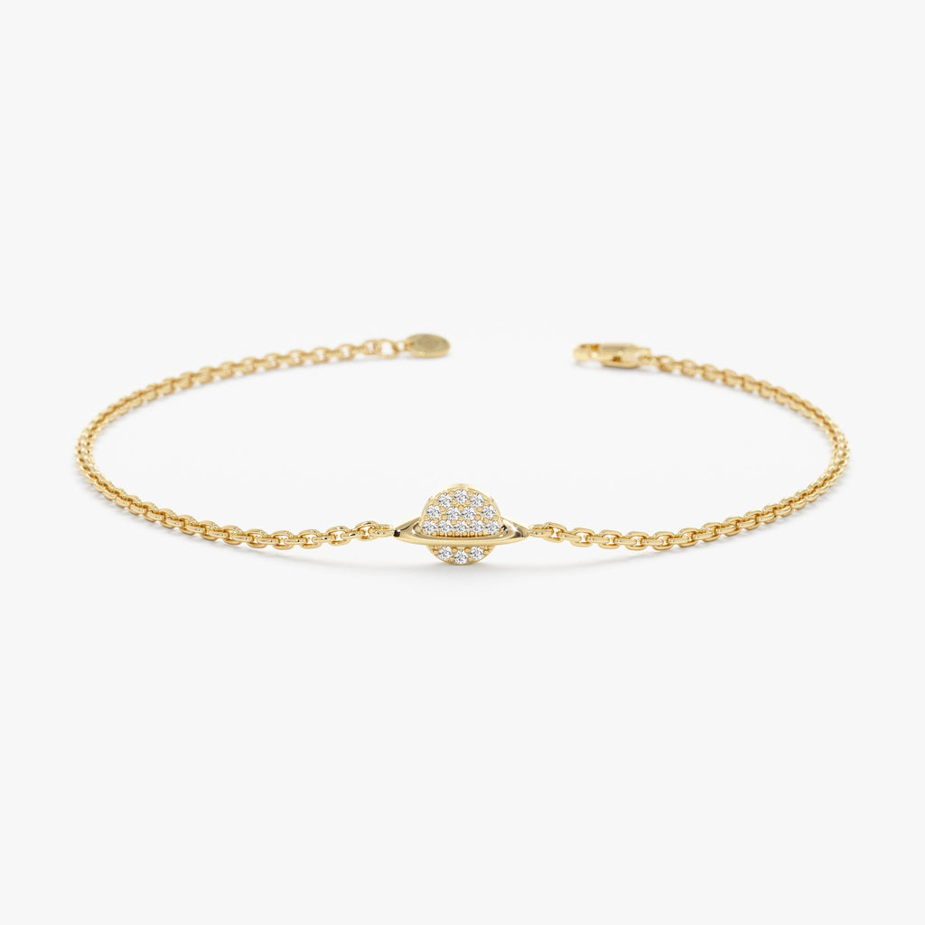 Solid Gold Diamond Saturn Bracelet