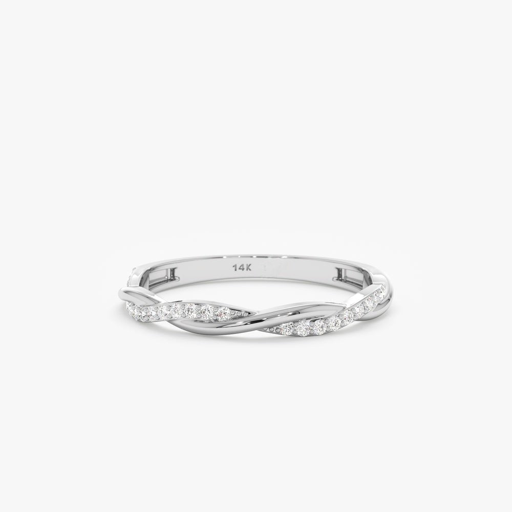 Solid Gold Twisted Diamond Ring (B764BD)