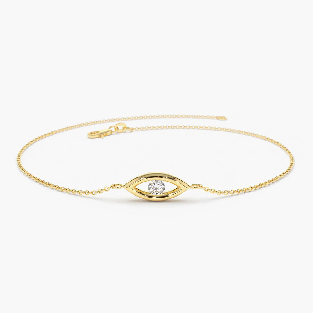 Solid Gold Lab-Grown Diamond Evil Eye Bracelet (9E2148)