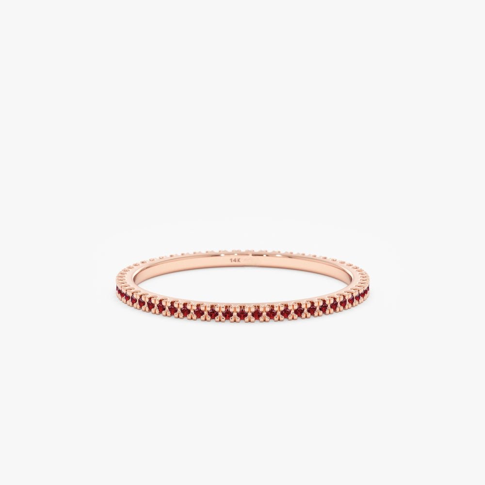 Solid Gold Prong Set Ruby Eternity Band (330477)