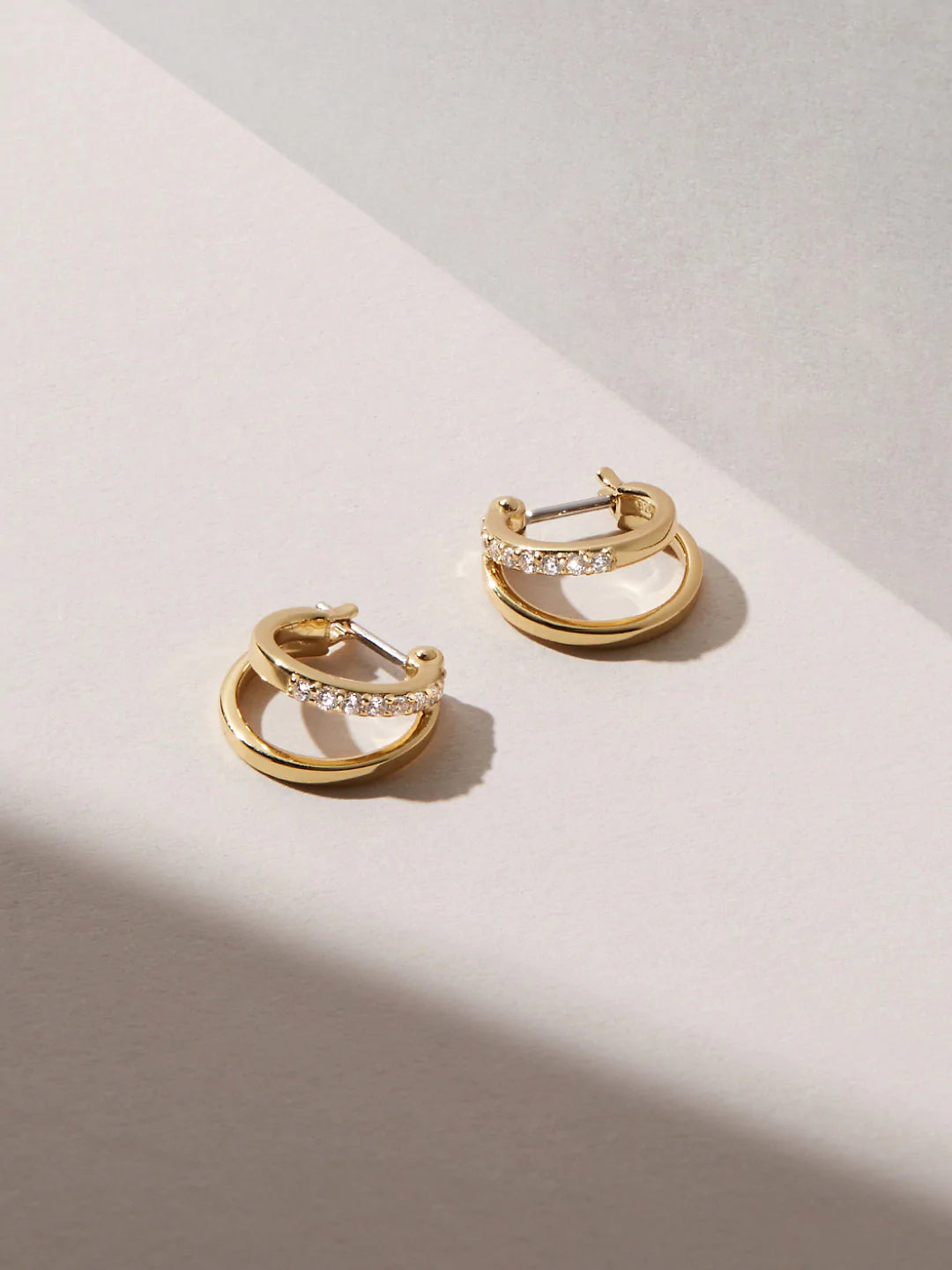 Solid Gold Double Hoop Earrings