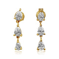 Solid Gold Diamond Triple Prong Pear Earring