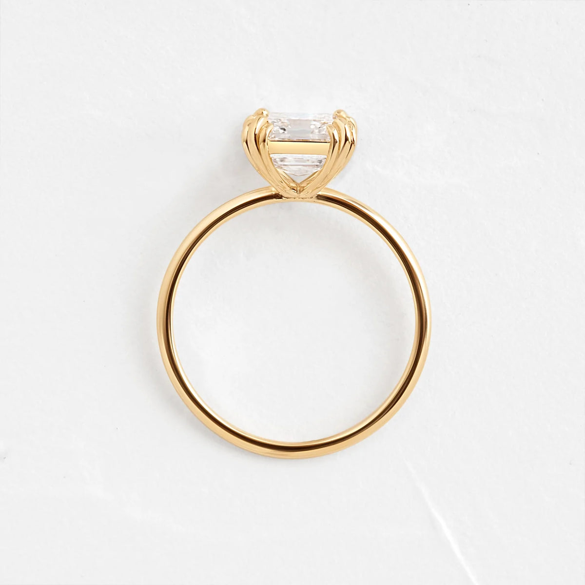 Solid Gold 1 CT Threaded Ring, Asscher Cut Moissanite Diamond