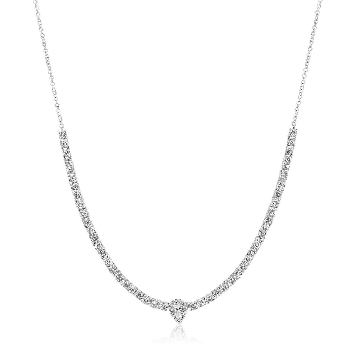 Solid Gold Tennis Necklace Seraphine 18K Pear 7.3ct Natural Diamond Choker