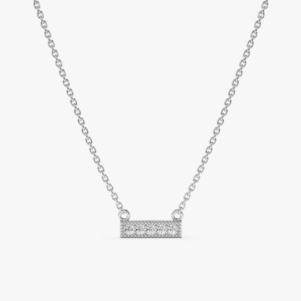 Solid Gold Minimalistic Design Natural Diamond Bar Necklace (F9BDDA)