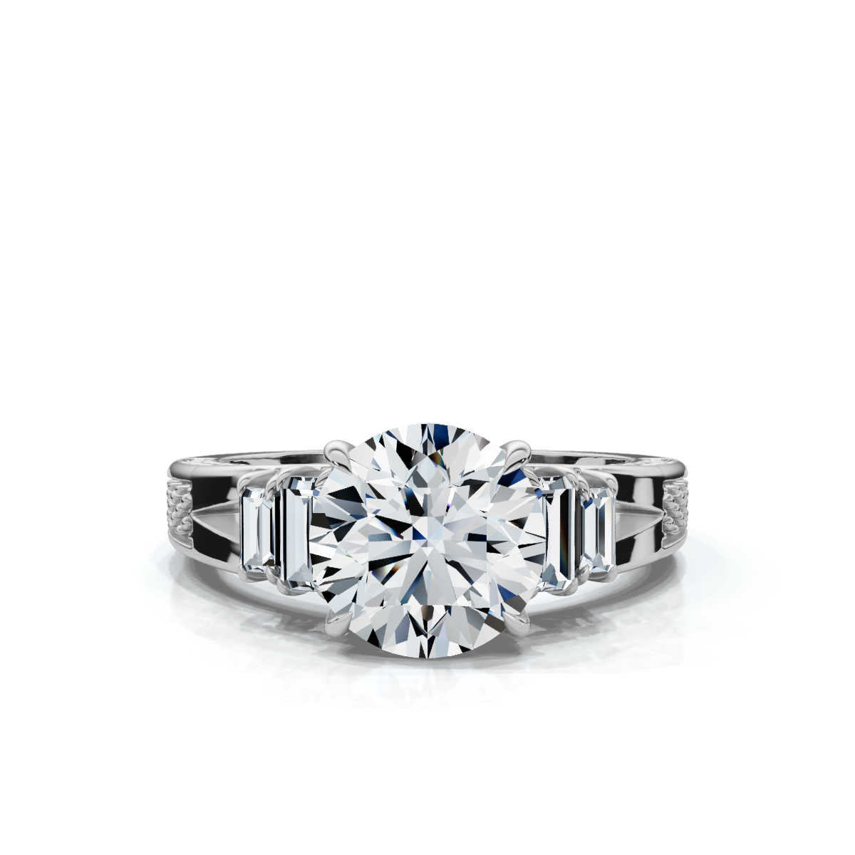Solid Gold 2.5CT Round Shape Lab Grown Diamond Engagement Ring