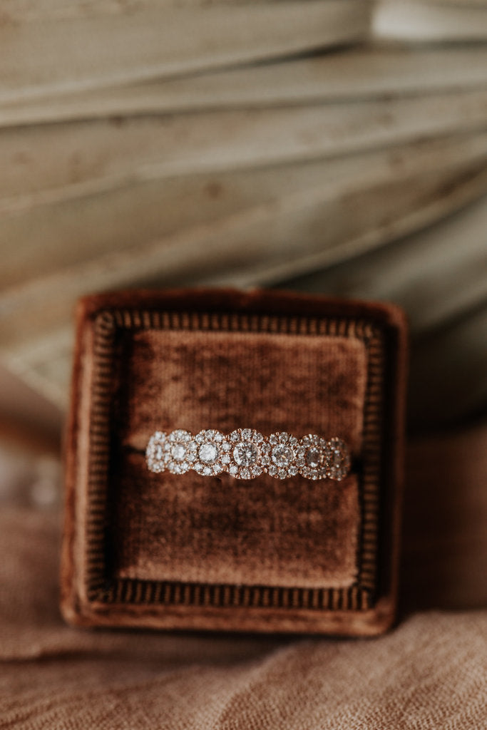 Solid Gold 7 Diamond Wedding Band Engagement Ring