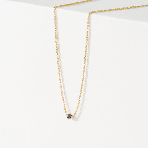 Solid Gold Single Black Diamond Necklace (F7ECC2)