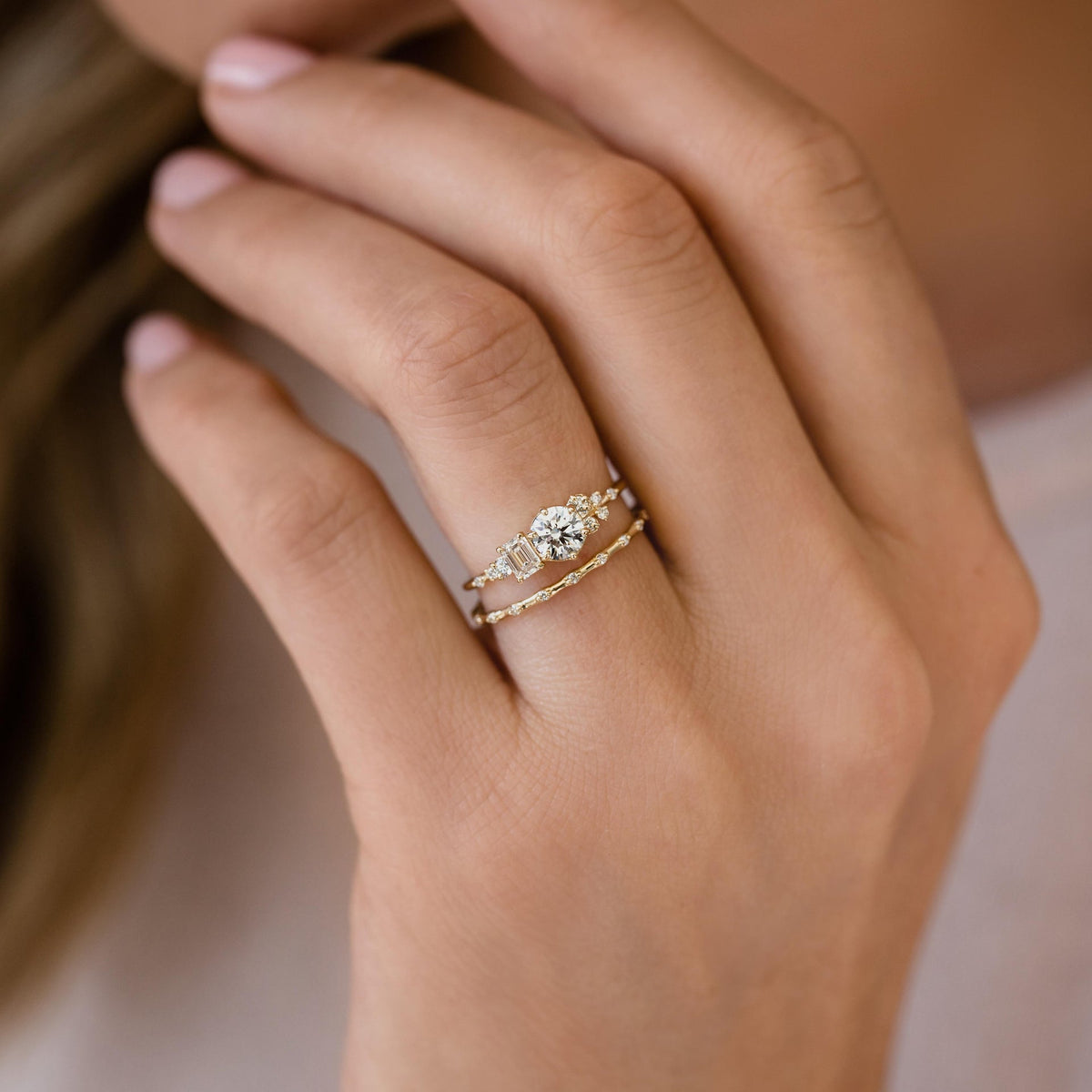 Solid Gold Upon a Star Stacking Ring