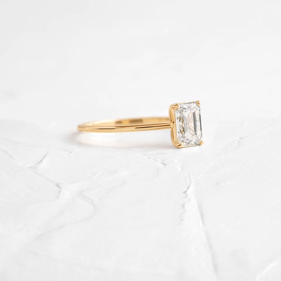 Solid Gold Emerald Cut Lab-Grown Diamond Ring (BDD513)