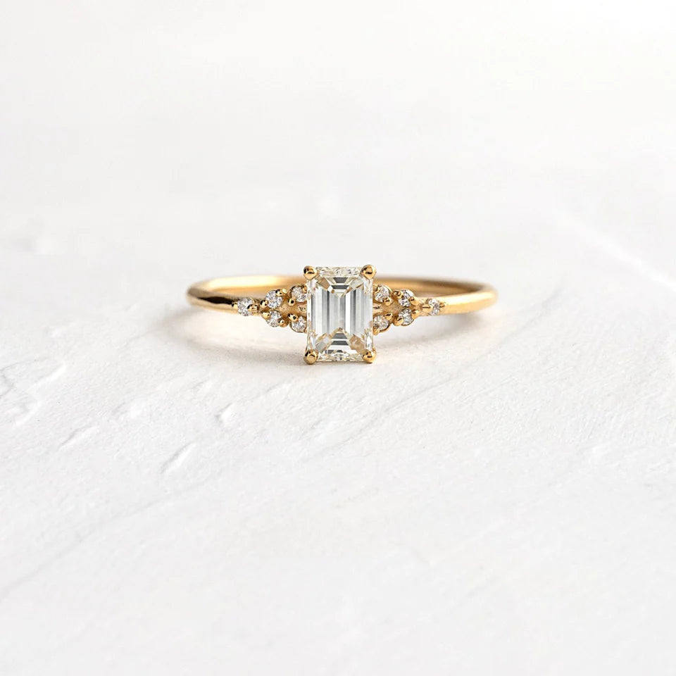Solid Gold 1 CT Emerald Cut Ring
