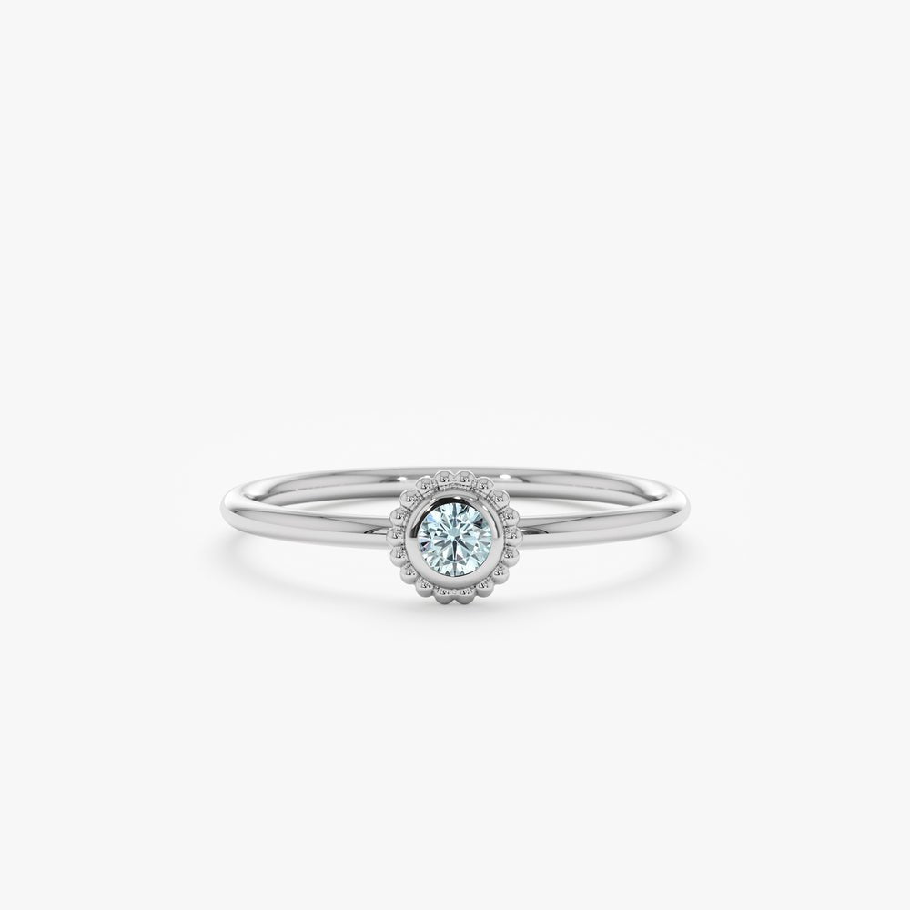 Solid Gold Aquamarine Art Deco Ring (FD95D6)
