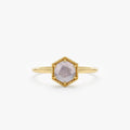 Solid Gold Hexagon Labradorite Ring (CC730D)