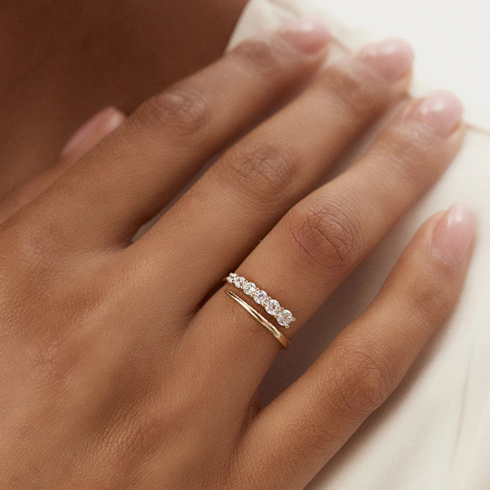 Solid Gold Unique Crossover Diamond Statement Ring