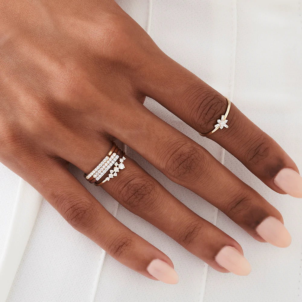 Solid Gold Pave Diamond Bar Ring (8BC37D)