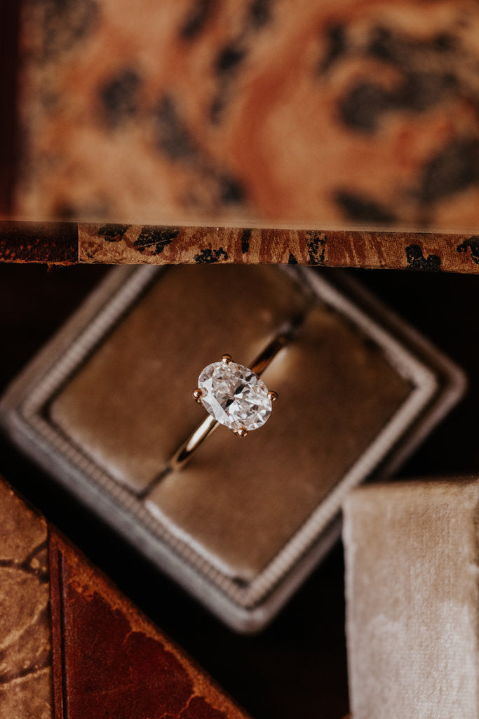 Solid Gold Lab-Grown Diamond Oval 4-Prong Solitaire Ring