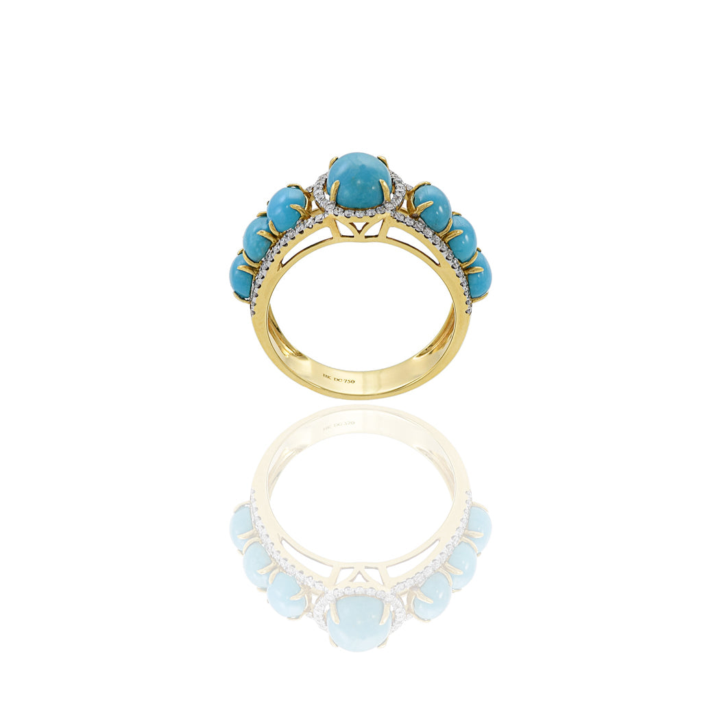 Solid Gold Turquoise and Diamond Ring (574921)
