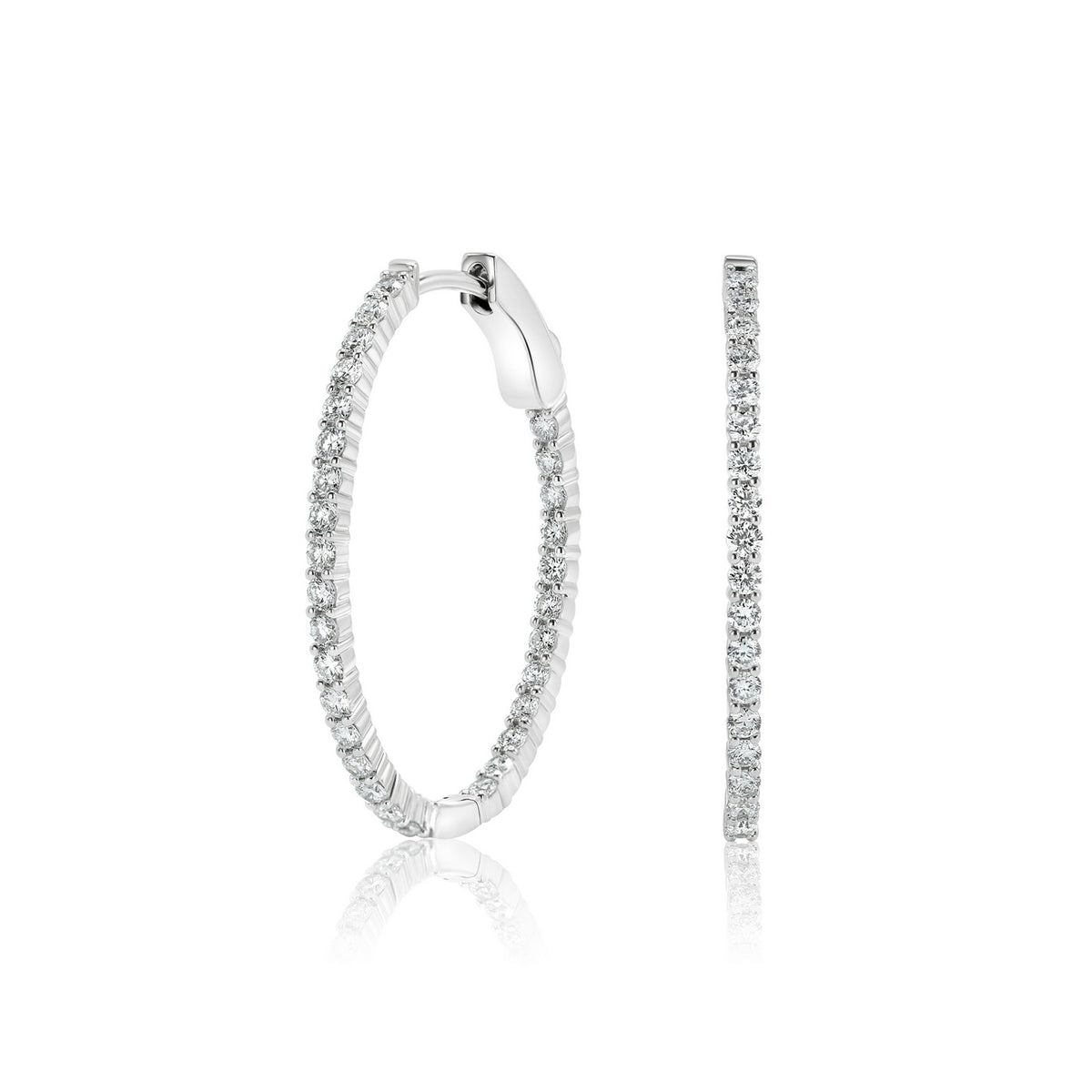 Solid Gold Lab-Created Diamond Small Oval Hoop Earrings