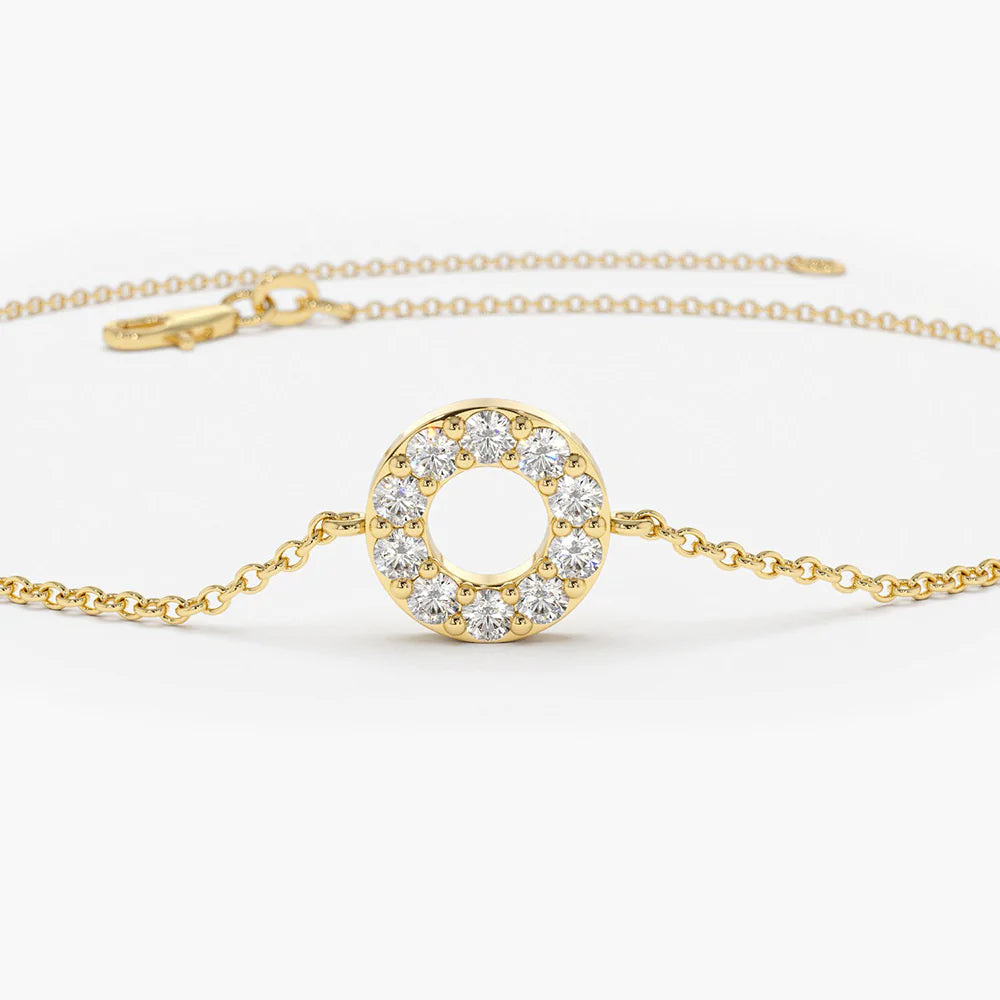 Solid Gold Round Pave Lab-Grown Diamond Bracelet