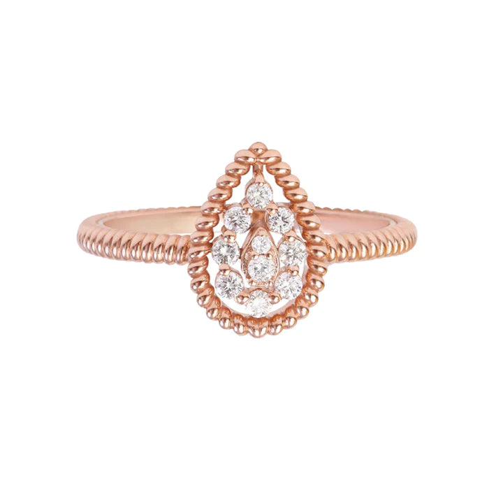 Solid Gold Pear Shaped Diamond Cluster Ring