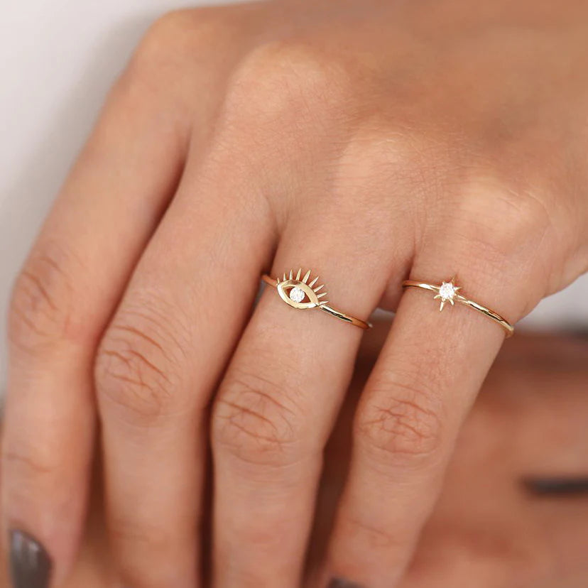 Solid Gold North Star Stacking Diamond Ring