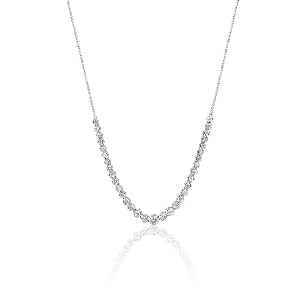 Solid Gold Aurelia Cascade Bezel-Set Graduated Diamond Necklace