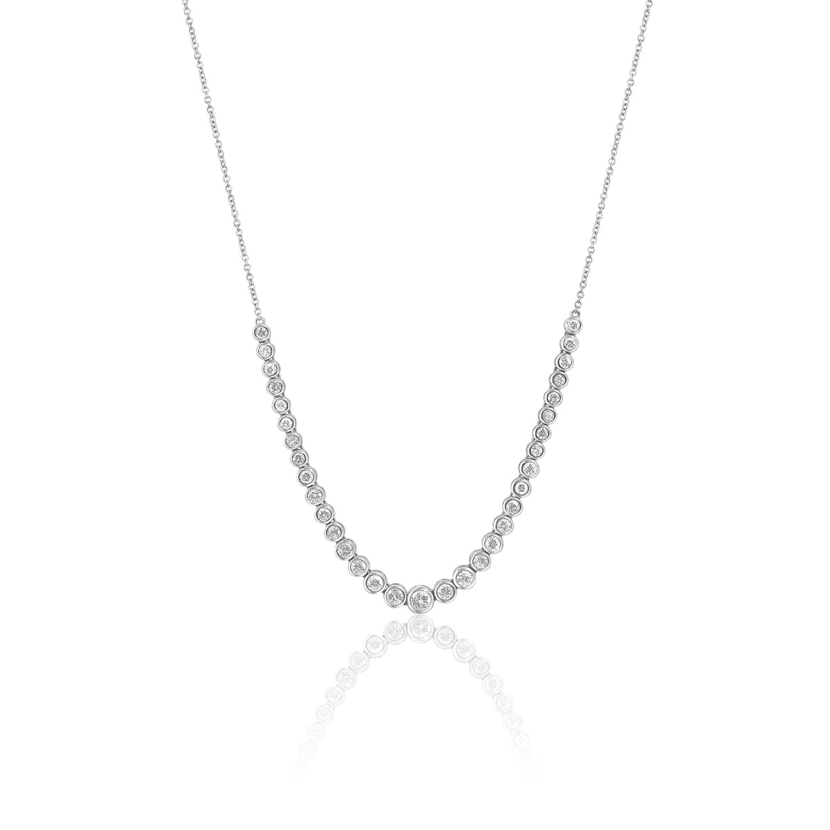 Solid Gold Aurelia Cascade Bezel-Set Graduated Diamond Necklace