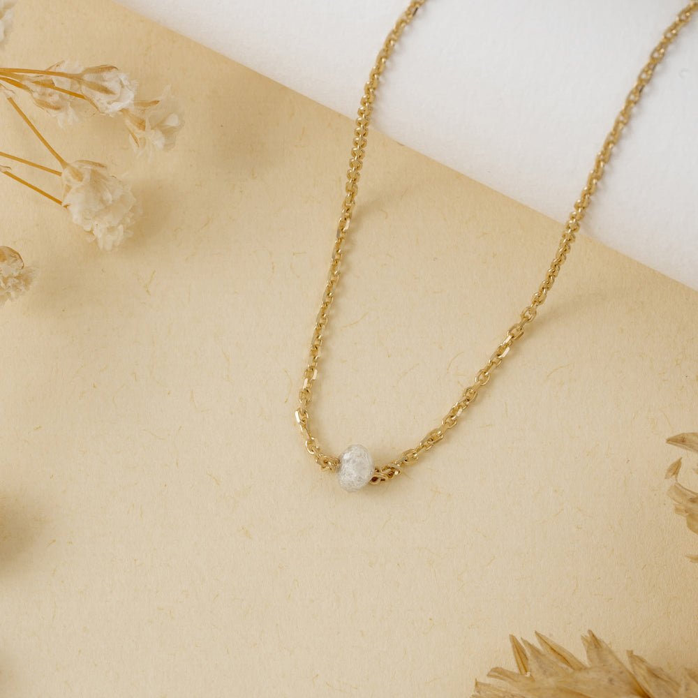 Solid Gold Salt and Pepper Diamond Bead Necklace (5528DF)